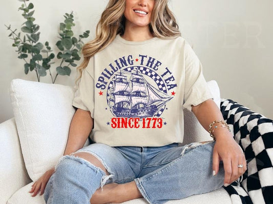 Spilling The Tea Since 1773 T Shirt Hoodie Sweater Funny 4th Of July Shirt Independence Day T-shirt Patriotic Shirt Usa T-shirt Womens Fourth Of July style 02