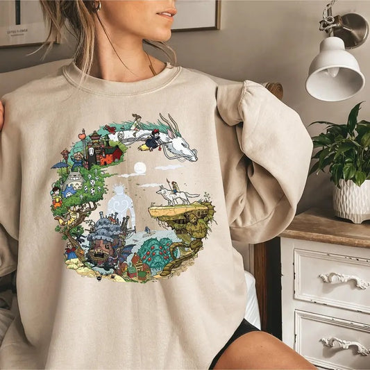 Spirited Away Studio Ghibli Sweatshirt, Hayao Miyazaki, Ghibli Totoro Shirt Gift, Ghibli No Face Shirt, Howl's Moving Castle shirt, Calcifer
