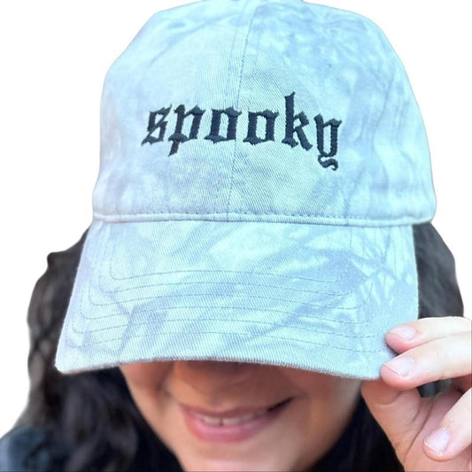 Spooky - Tie-Dye Embroidered Dad Hat (Black Thread)