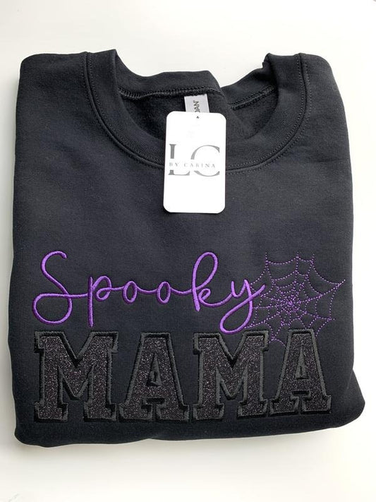 Spooky Mama Embroidered Sweatshirt | Halloween Mom Shirt | Cozy Fall Sweatshirt | Spooky Season Apparel | Fun Mom Gift | Unisex Sweatshirt