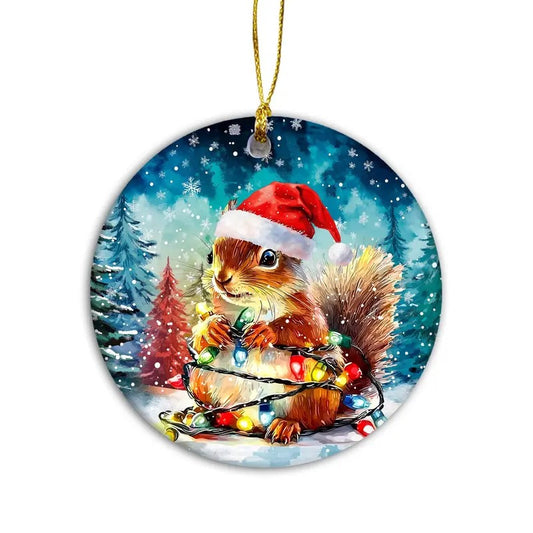 Squirrel Ornament Squirrel Christmas Holiday Decoration, Woodland Themed Christmas, Country Christmas Decor Ornament, Squirrel Lover Gift