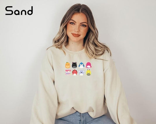 Squishmallow Sweatshirt, Squish Squad Sweatshirt, Cute Squishmallow Sweatshirt, Animal Lover Sweatshirt, Cute Animals Sweatshirt