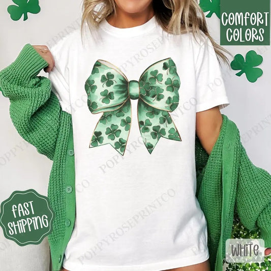St Patrick Bow 1 Shirt Comfort Colors, St Patrick's Day Women's Tee, Cute Women's Tshirt