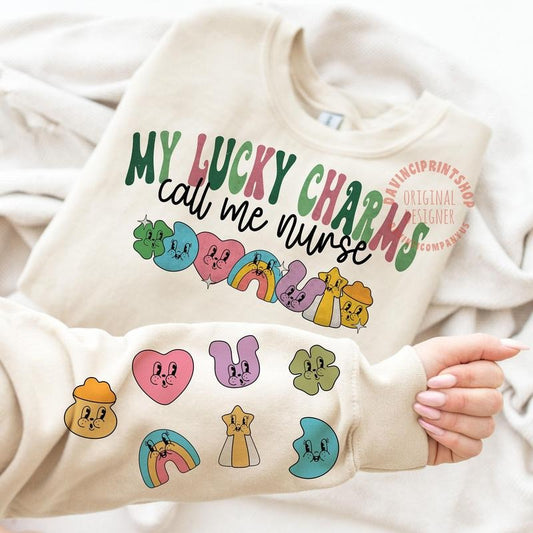 St Patrick's Day Nurse Stpatrick's Day Lucky Nurse Nurse Lucky Charms Gift For Nurse Sleeve Lucky