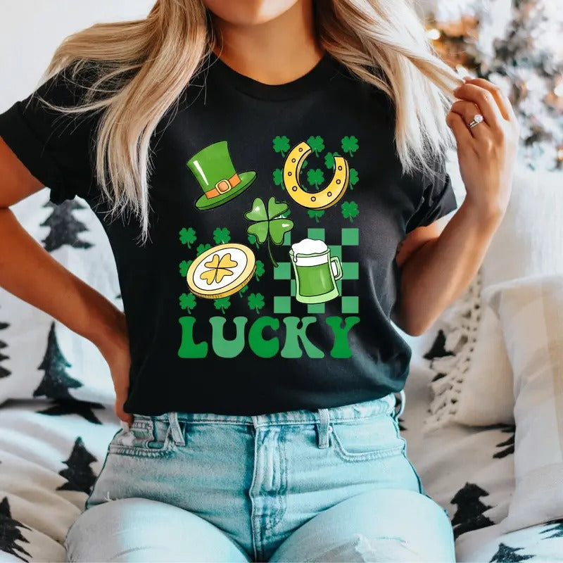 St Patricks Lucky T-Shirt, Lucky St Patty's Day Shirt, St Patricks Day Family Tee, Shamrock Gift Tee, Womens Lucky Shirt, St Pattys Day T-Shirt.