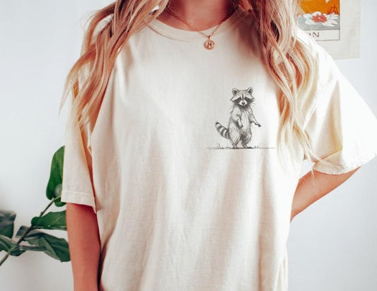Standing Raccoon Shirt, Cute animal T-shirt, Sweet Graphic Tee, Vintage Retro Cartoon Tee, Sketch Raccoons Gift, Unisex  T-shirt, sweater and Hoodie