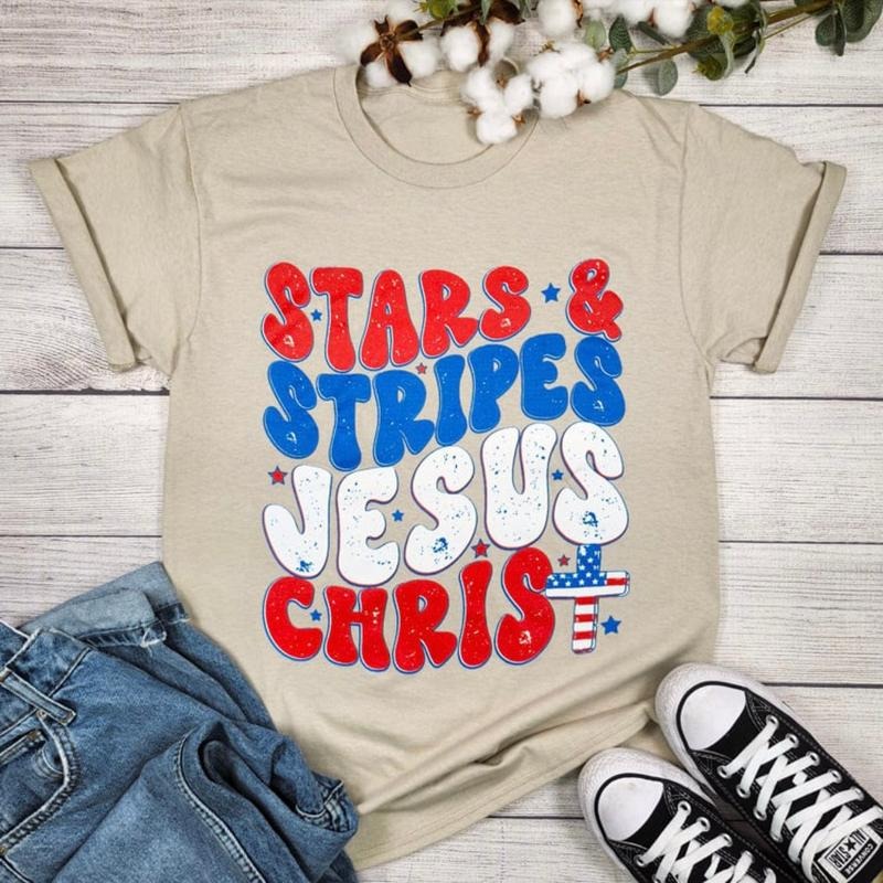 Stars and Stripes and Jesus Christ Graphic Tee