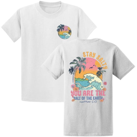 Stay Salty Shirt, Retro Summer Sweatshirt, Christian, Bible Verse T-shirt, Beach Themed Shirts, Holiday Vacation Sweaters, Surfing Hoodie
