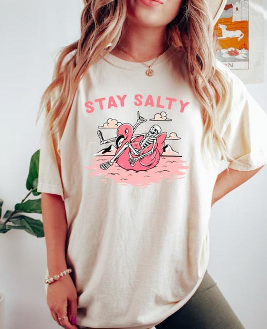 Stay Salty Tee, Salty Skeleton T-shirt, Beach Tee,  Funny Skeleton Beach Tee, Funny Beach Skeleton Shirt