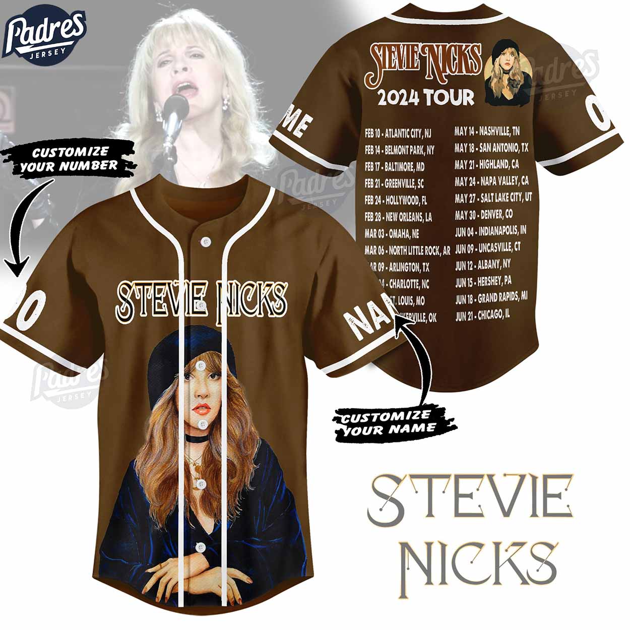 Stevie Nicks Tour 2024 Custom Baseball Jersey Style - Padres Jersey Oasis: Elevate Your Baseball Style Game
