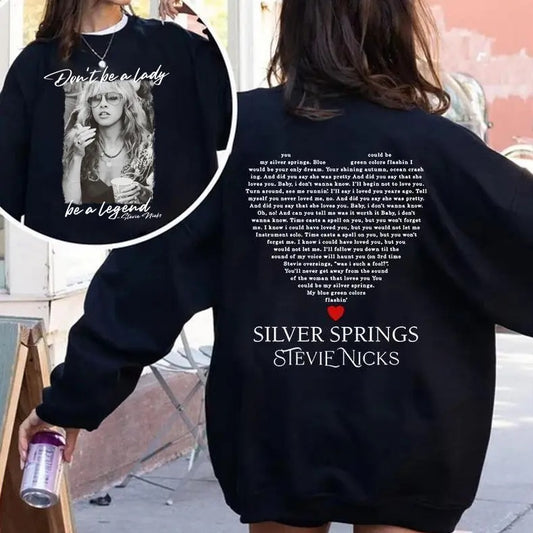 Stevie Vintage T-shirt, Don't Be A Lady Be A Legend 2 Side Sweatshirt, Music Concert Hoodie, Gift For Women & Man Unisex Shirts Womenswear Cotton