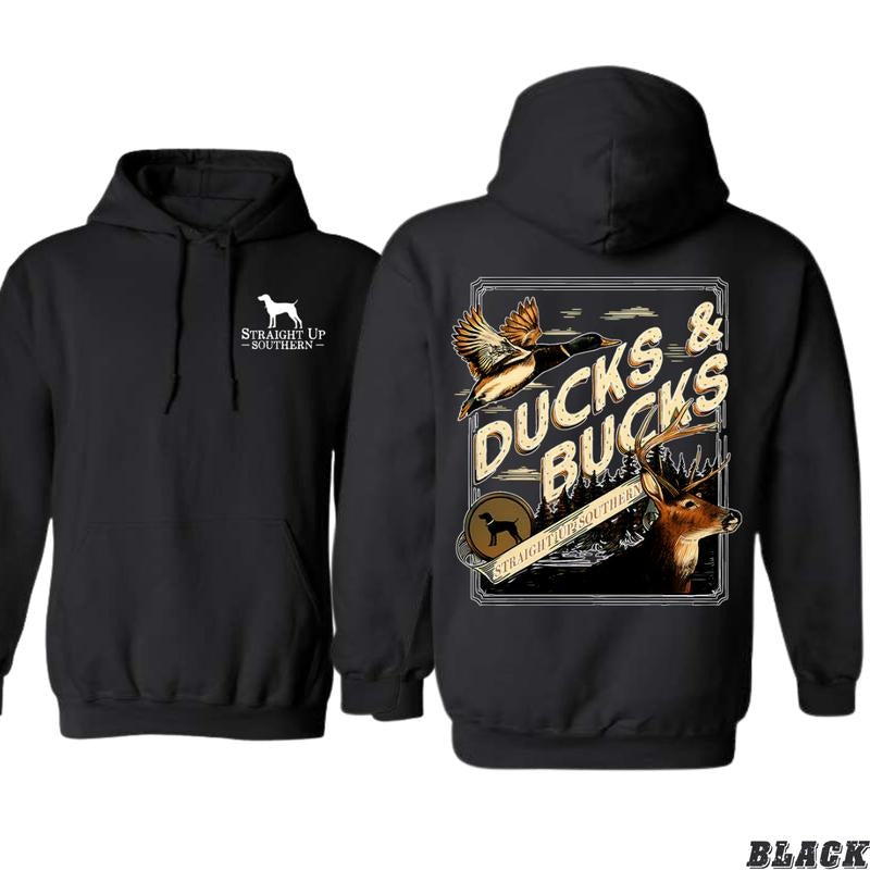 Straight Up Southern Ducks & Bucks Design - Outdoor Casual Hoodie - Rugged and Outdoorsy Style Menswear Sweaters