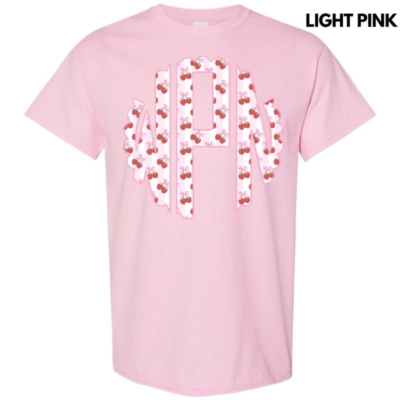 Strawberry Stripe Monogram Gildan Short Sleeve T-Shirt 'NLB'