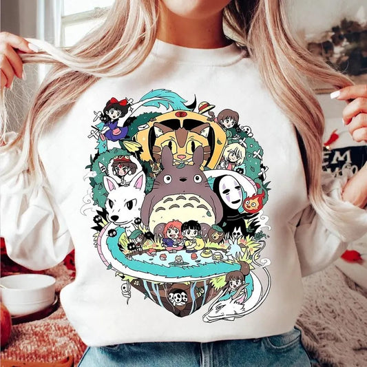 Studio Ghibli Sweatshirt Tshirt, My Neighbor Totoro Shirt, Kikis Delivery Shirt, Mononoke Shirt, Howl's Moving Castle Shirt, Spirited Away Shirt, Ponyo, Haku