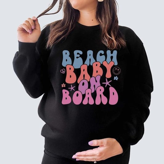 Summer Pregnancy Announcement Sweatshirt Beach Baby Announcement Beach Gender Reveal Sweater Beach Baby on Board Maternity Gift Expecting