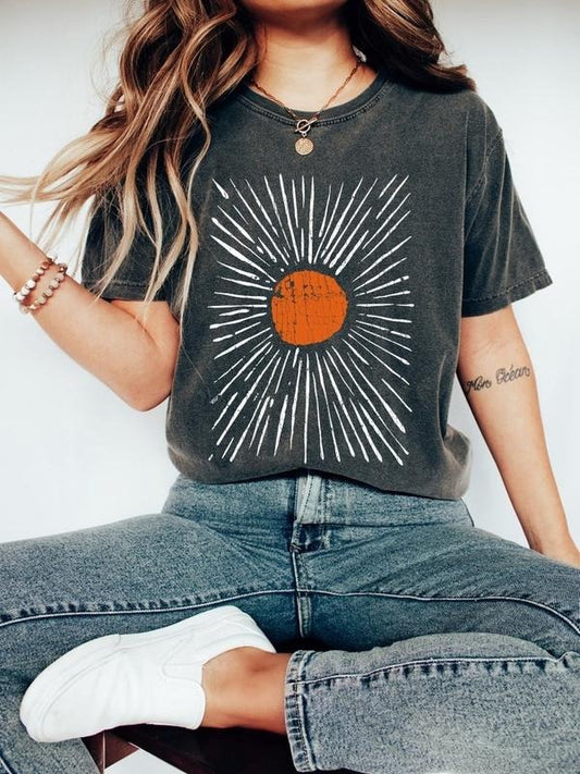 Sunburst Vintage Garment Dyed, Boho, Oversized, Vintage Tshirt, Spring Clothing