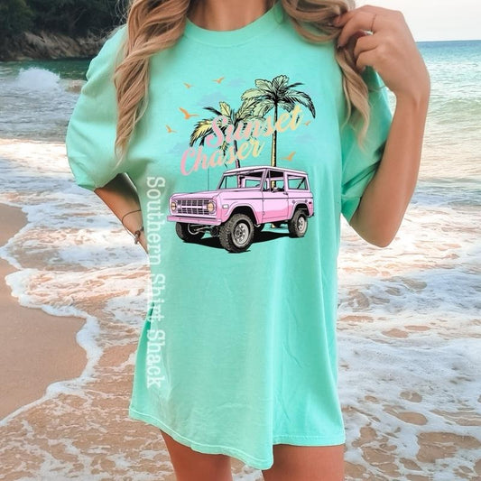 Sunset Chaser Bronco T shirt  | Island Reef comfort colors T shirt top