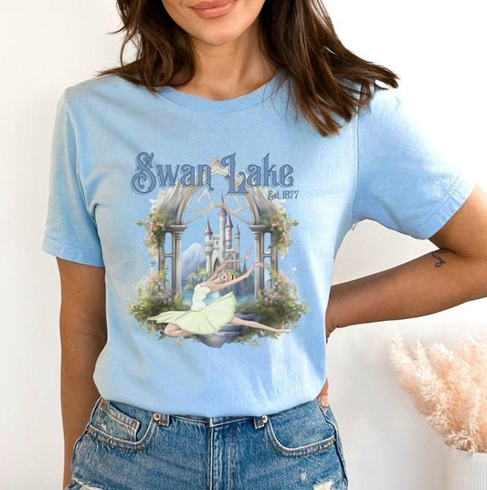 Swan Lake Ballet T-Shirt, Ballet Sweatshirt, Gift for Ballerina, Classical Ballet Tshirt, Swan Lake, Classic Novels, Ballet Womenswear Soft Crewneck Short Sleeves Graphic Fabric Sweater