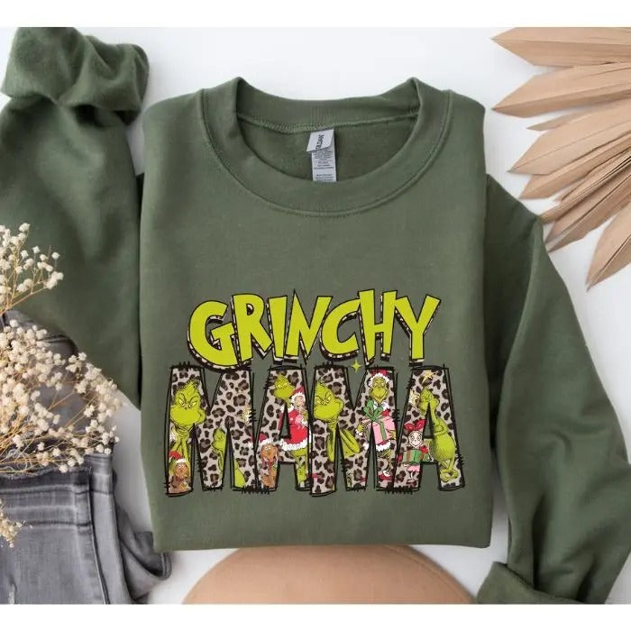 Leopard Mama Christmas Sweatshirt/T-Shirt, For Men, For Women - Unisex Style, 100% Cotton, Pullover Crewneck Sweatshirt