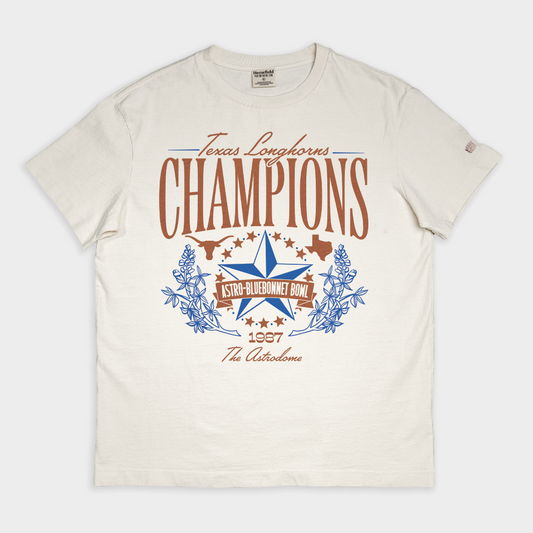 Texas 1987 Astro-Bluebonnet Bowl Champs Vintage Heavyweight Tee Style001