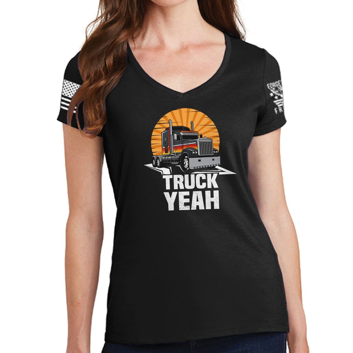 Ladies Truck Yeah V-Neck T-shirt Style001