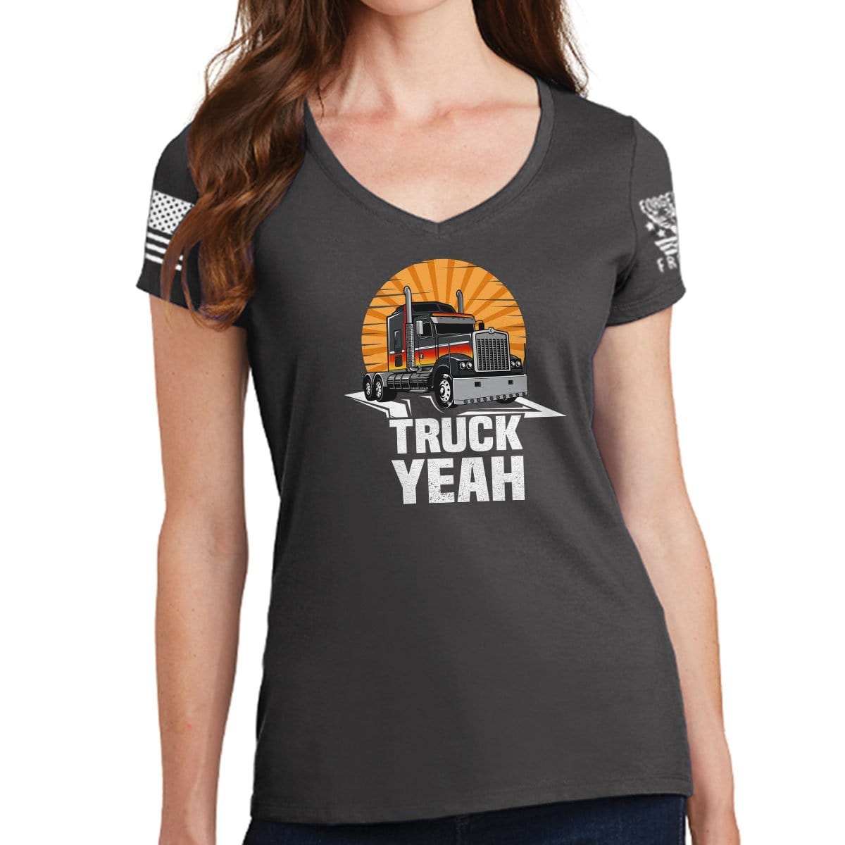 Ladies Truck Yeah V-Neck T-shirt Style001