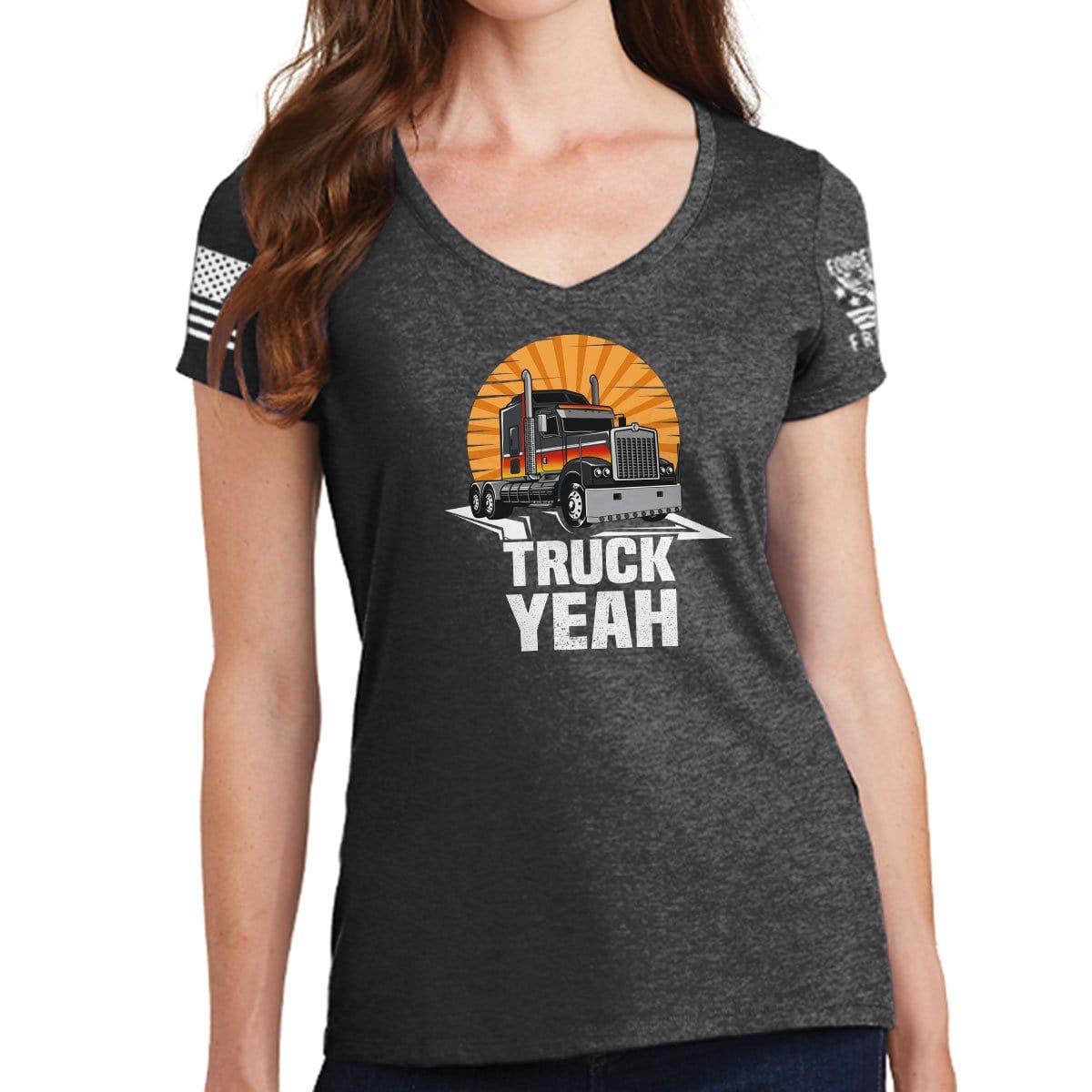 Ladies Truck Yeah V-Neck T-shirt Style001