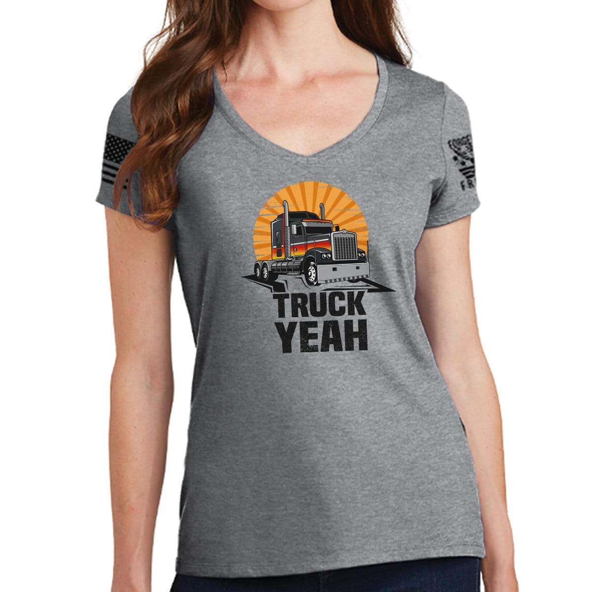 Ladies Truck Yeah V-Neck T-shirt Style001