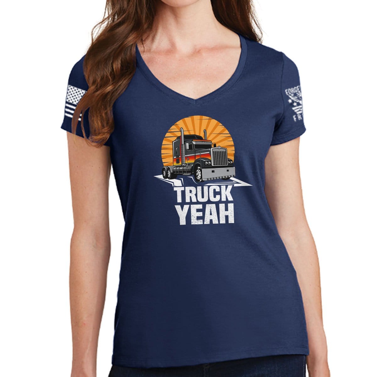 Ladies Truck Yeah V-Neck T-shirt Style001