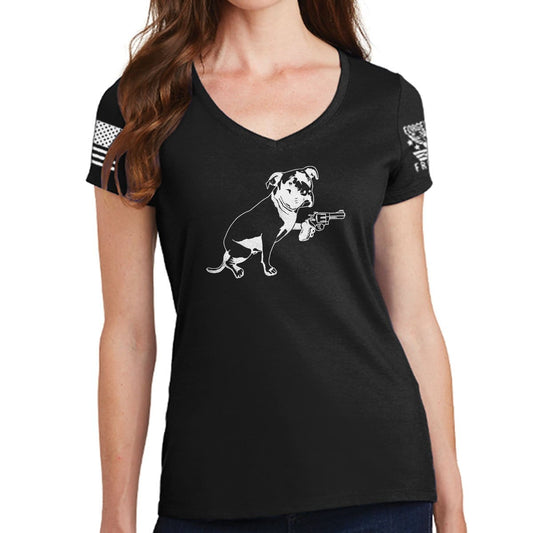 Ladies TYM Turnip Dog V-Neck T-shirt Style001