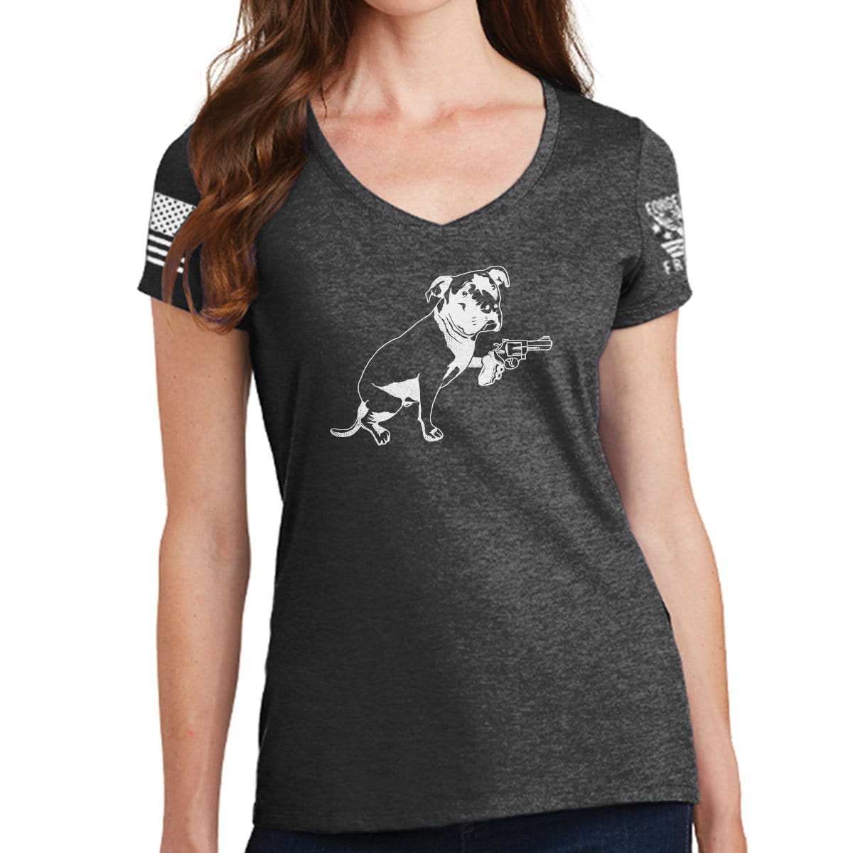 Ladies TYM Turnip Dog V-Neck T-shirt Style001
