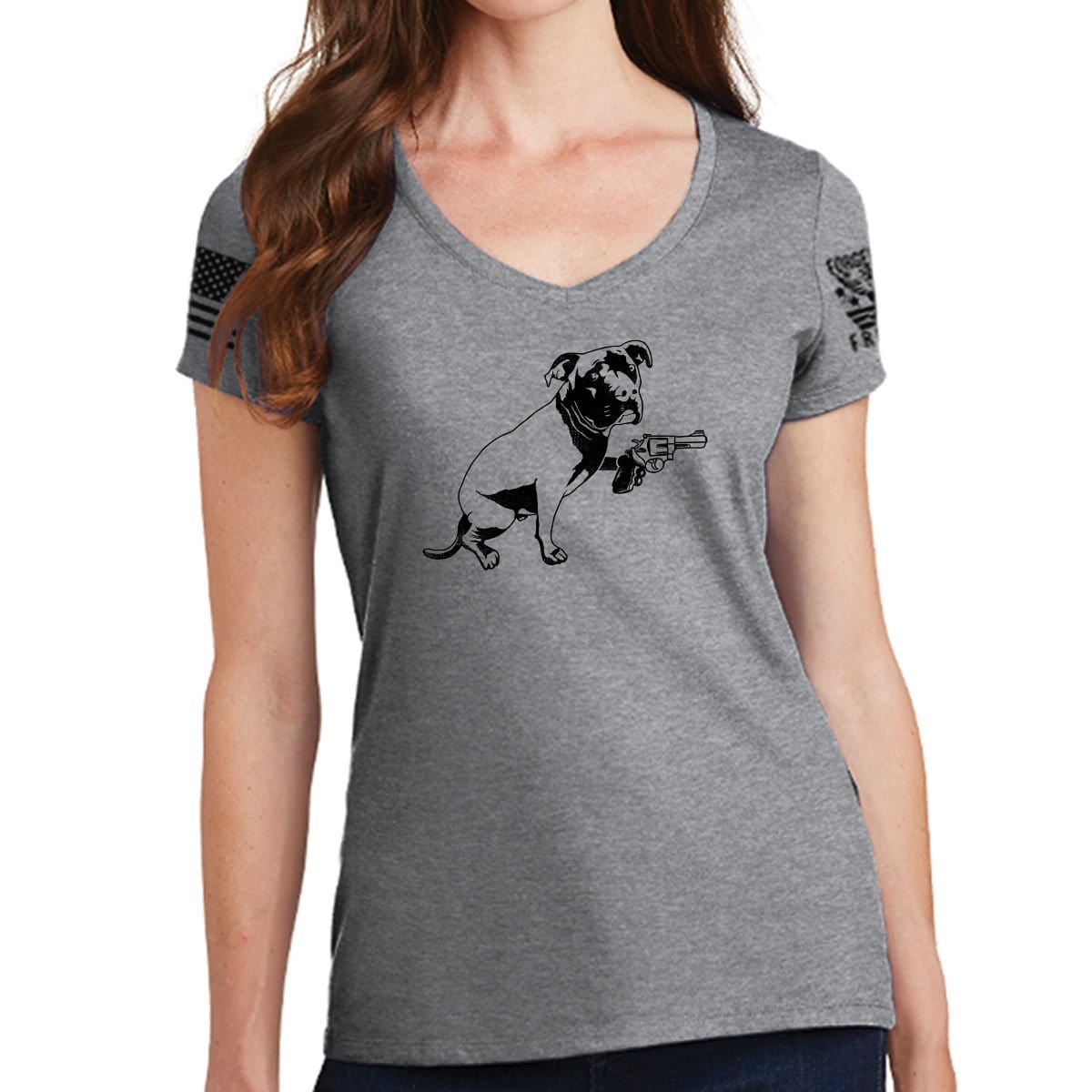 Ladies TYM Turnip Dog V-Neck T-shirt Style001