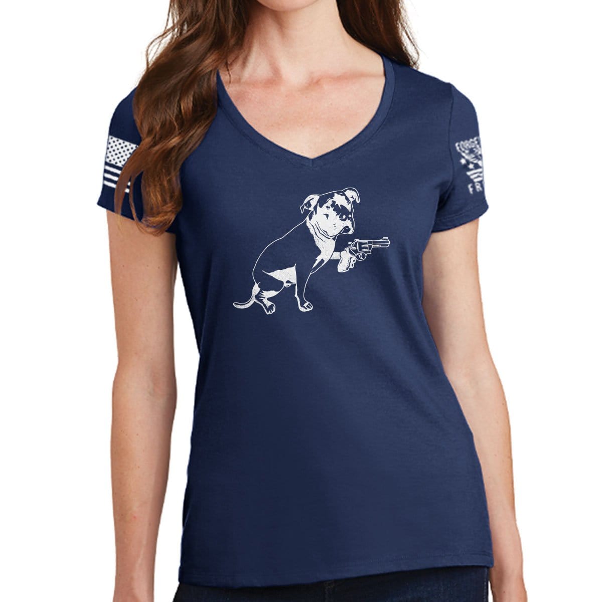 Ladies TYM Turnip Dog V-Neck T-shirt Style001