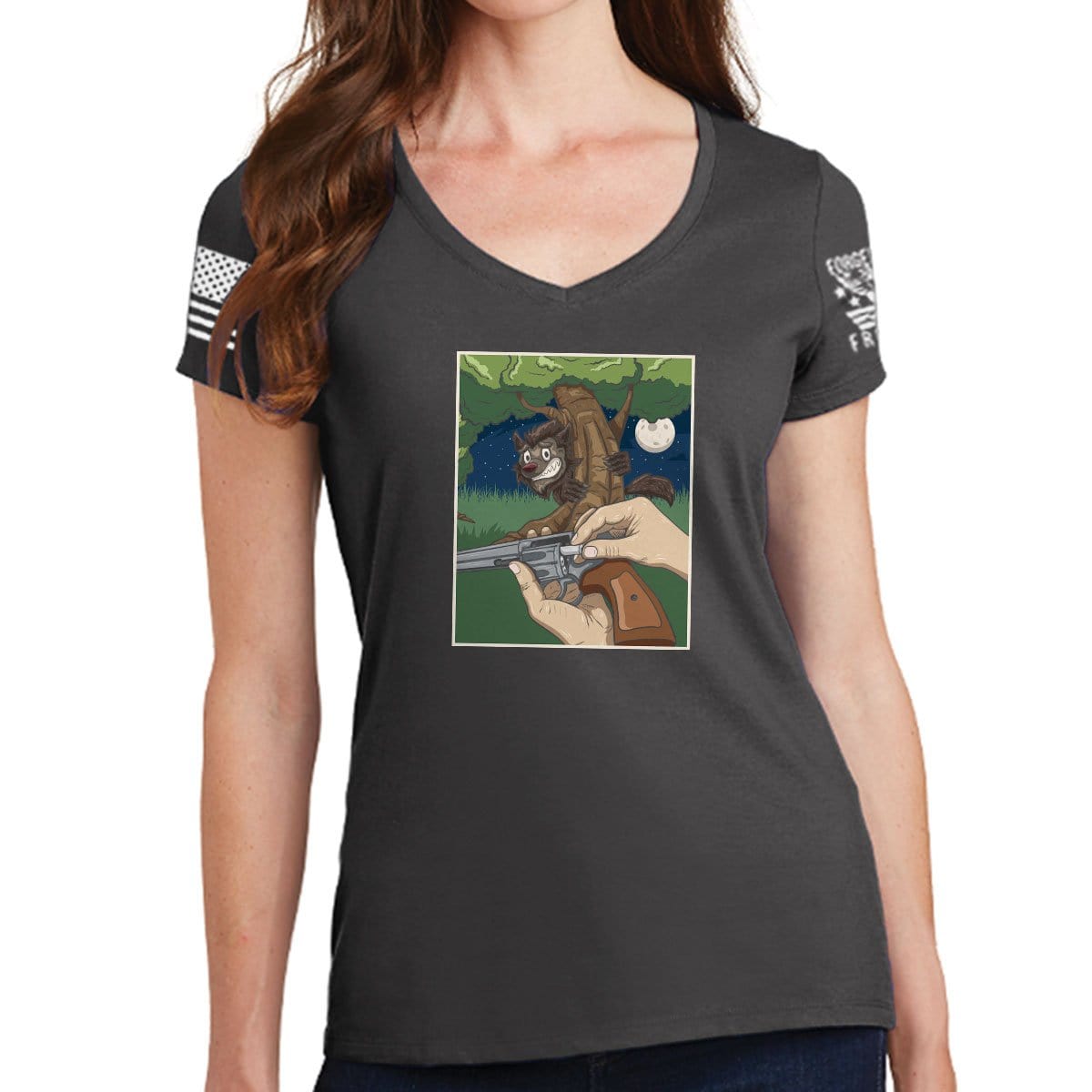 Ladies TYM Werewolves and Silver Bullets V-Neck T-shirt Style001