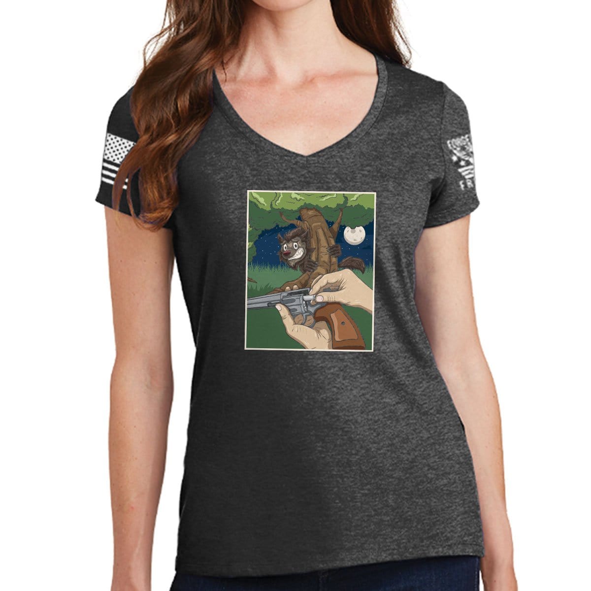 Ladies TYM Werewolves and Silver Bullets V-Neck T-shirt Style001