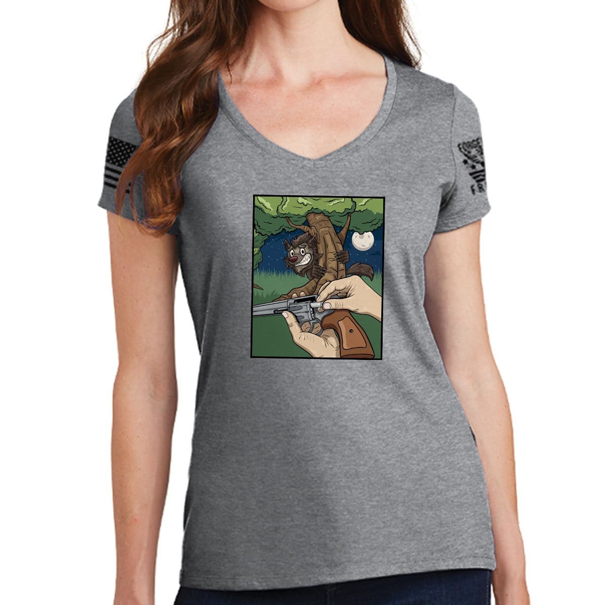 Ladies TYM Werewolves and Silver Bullets V-Neck T-shirt Style001