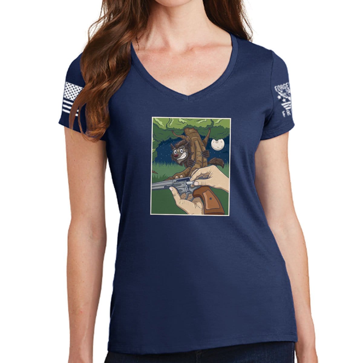 Ladies TYM Werewolves and Silver Bullets V-Neck T-shirt Style001