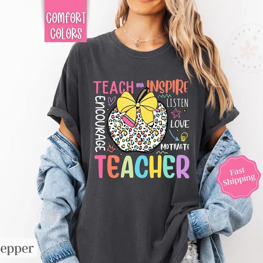 Teacher Shirt Comfort Colors,  Gift for Teacher Appreciation Day, Teach Teestyle{n002}2