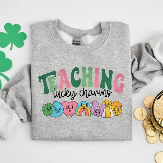 Teacher Sweatshirt Teaching Lucky Charms Sweatshirt, Lucky Teacher Sweatshirt, Saint Patrick's Day Trt