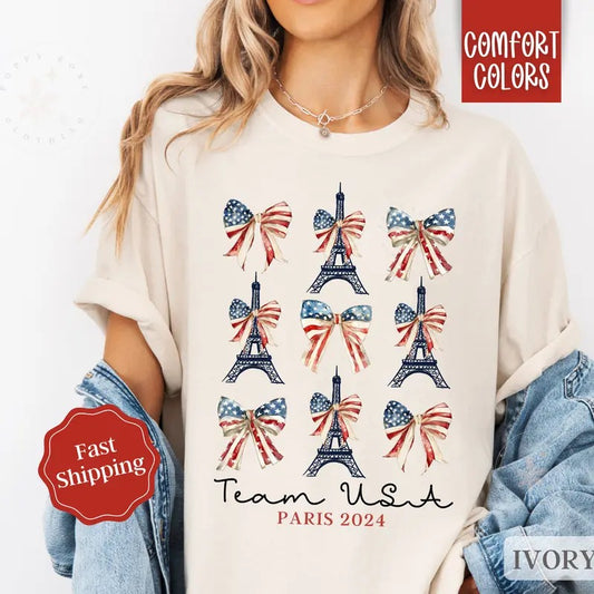 Team USA Shirt Comfort Colors,  Summer Olympics USA Gymnastics Shirt, Paris Olympics 2024 Tshirtstyle{n002}2