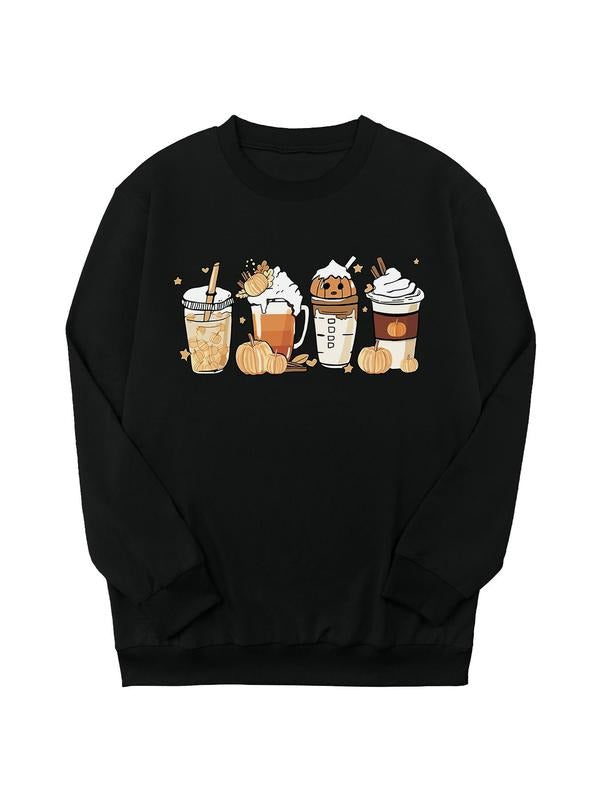 Teen Girl's Halloween Print Crew Neck Sweatshirt, Casual Long Sleeve Pullover for Daily Wear, Kids Clothing for All Seasons