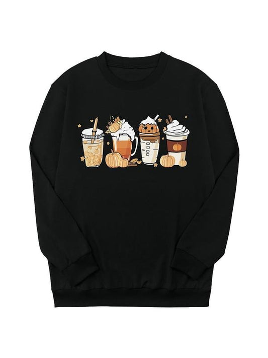 Teen Girl's Halloween Print Crew Neck Sweatshirt, Casual Long Sleeve Pullover for Daily Wear, Kids Clothing for All Seasons