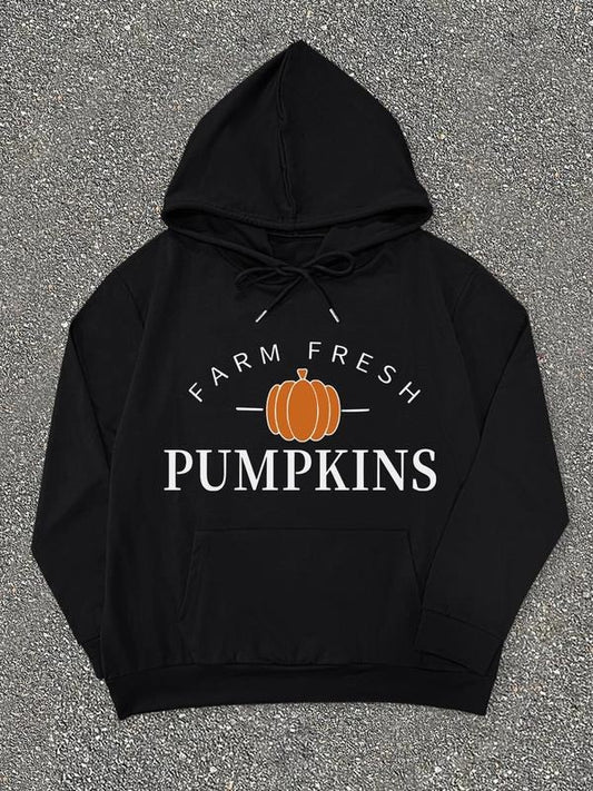 Teen Girl's Letter Print Pumpkin Print Hoodie, Casual Halloween Long Sleeve Hooded Sweatshirt for Daily Wear, Kids Clothing for All Seasons