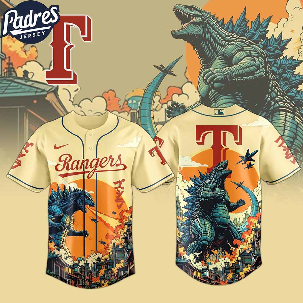 Texas Rangers MLB Godzilla 2025 Baseball Jersey - Padres Jersey Oasis: Elevate Your Baseball Style Game