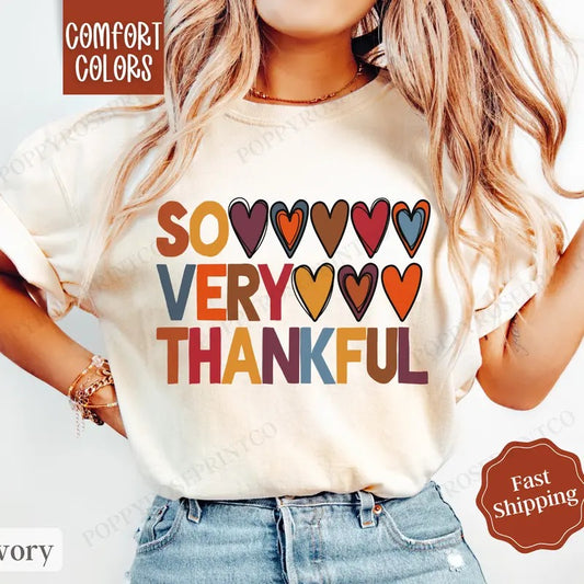 Thankful Shirt Comfort Colors, Thanksgiving Shirt, Fall Womenswear Oversized Crewneck