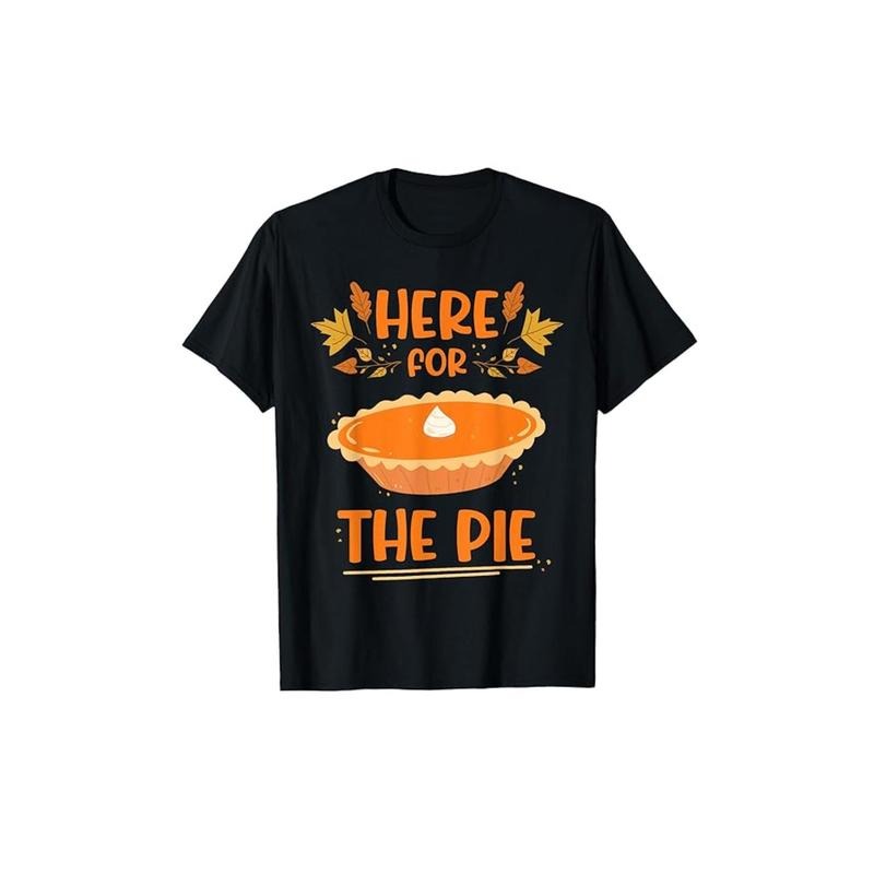 Thanksgiving Pumpkin Pie Graphic T-Shirt - Unisex 100% Cotton Crew Neck Tee, Casual Printed Top with Slight Stretch, All-Season Comfort, Perfect Gift for Adults - Black Made in USA