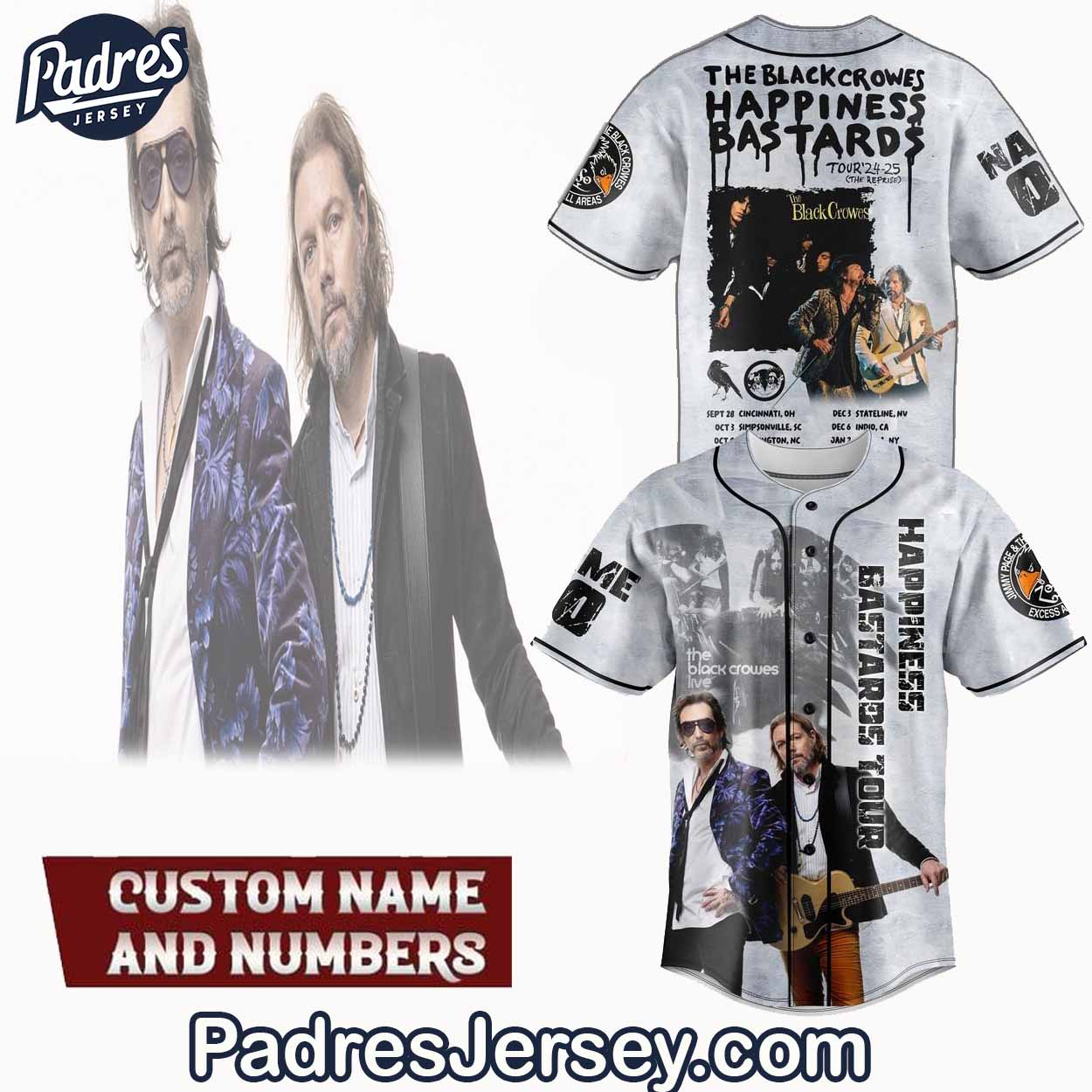 The Black Crowes Announce 2024-2025 Headlining Tour Baseball Jersey Outfit - Padres Jersey Oasis: Elevate Your Baseball Style Game