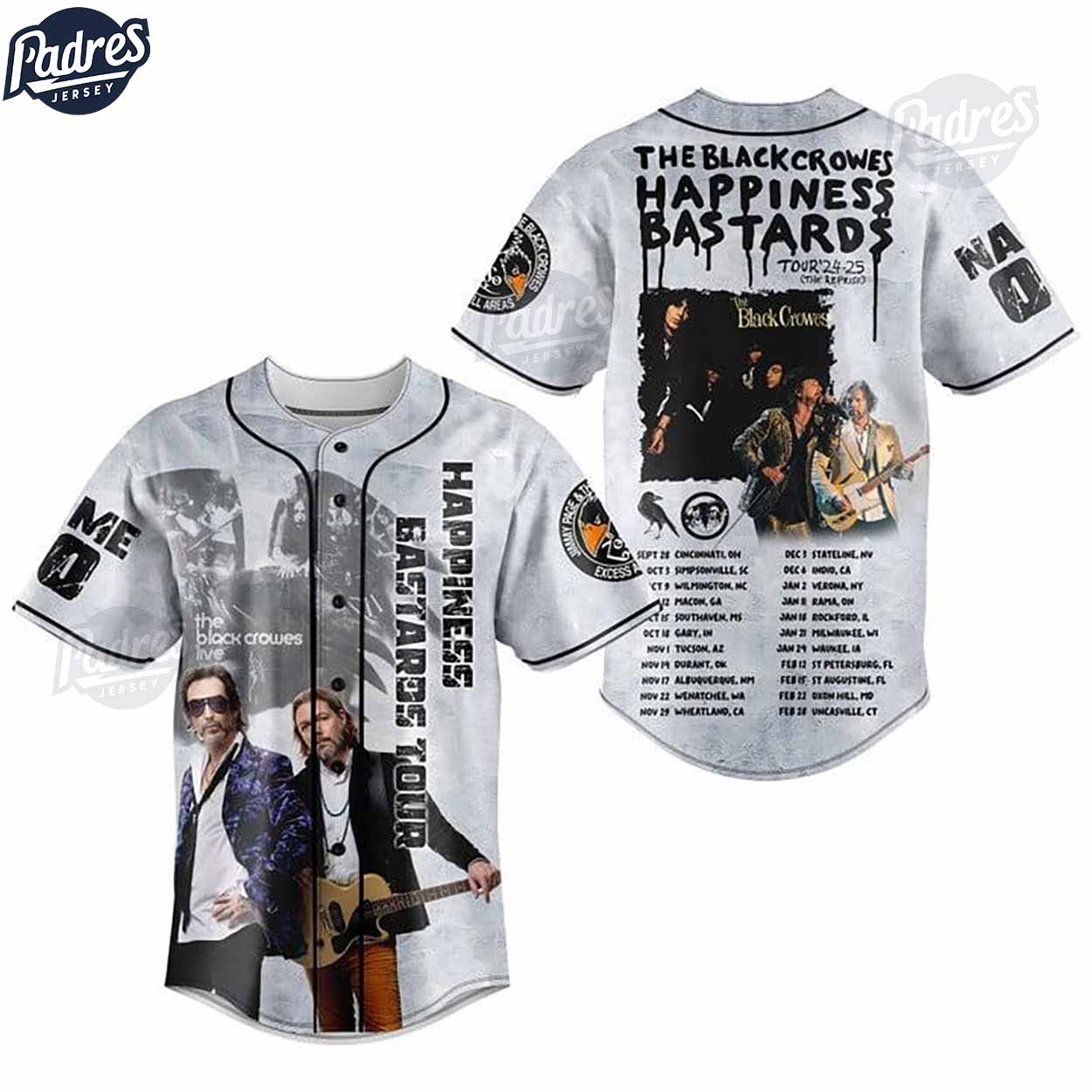 The Black Crowes Announce 2024-2025 Headlining Tour Baseball Jersey Outfit - Padres Jersey Oasis: Elevate Your Baseball Style Game