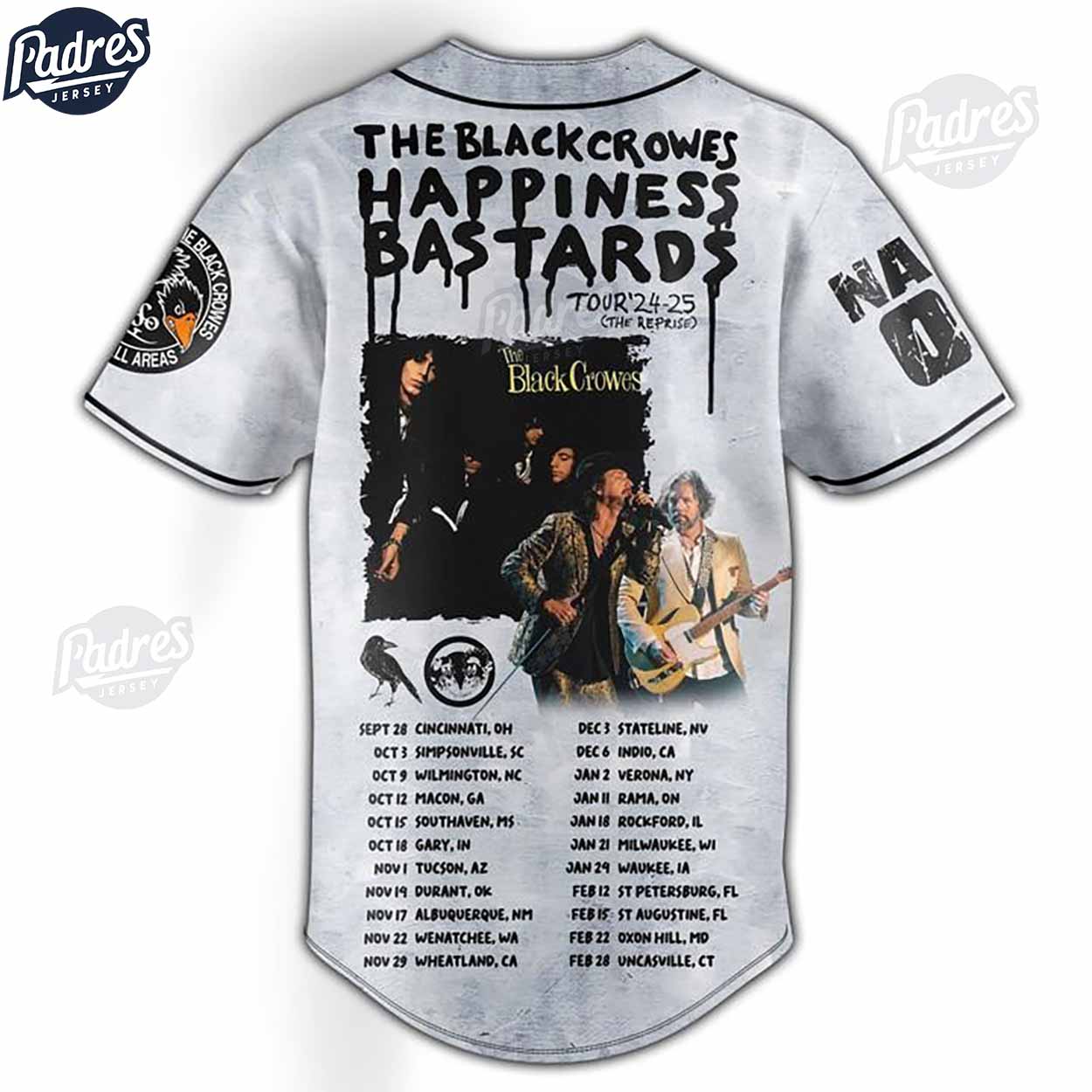 The Black Crowes Announce 2024-2025 Headlining Tour Baseball Jersey Outfit - Padres Jersey Oasis: Elevate Your Baseball Style Game
