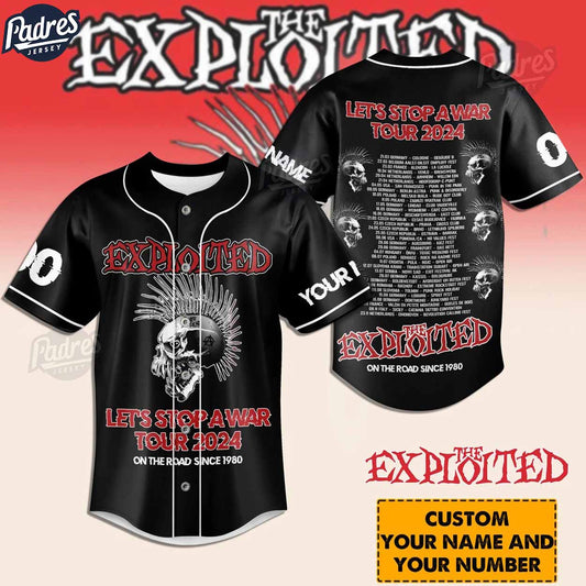The Exploited Let's Stop A War Tour 2024 Custom Baseball Jersey - Padres Jersey Oasis: Elevate Your Baseball Style Game